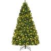 image:imageGoplus 7 FT PreLit Royal Blue Snow Flocked Christmas Tree Artificial Hinged Xmas Tree with 340 LED Lights 900 Branch Tips 3 Modes Timer Remote Metal Base Home Office Holiday DecorationGreen