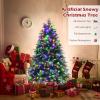 image:imageGoplus 7 FT PreLit Royal Blue Snow Flocked Christmas Tree Artificial Hinged Xmas Tree with 340 LED Lights 900 Branch Tips 3 Modes Timer Remote Metal Base Home Office Holiday DecorationGreen Pine Tree