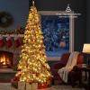 image:imageGoplus 7 FT PreLit Royal Blue Snow Flocked Christmas Tree Artificial Hinged Xmas Tree with 340 LED Lights 900 Branch Tips 3 Modes Timer Remote Metal Base Home Office Holiday DecorationSnowydrooping