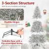 image:imageGoplus 7 FT PreLit Royal Blue Snow Flocked Christmas Tree Artificial Hinged Xmas Tree with 340 LED Lights 900 Branch Tips 3 Modes Timer Remote Metal Base Home Office Holiday DecorationWhite
