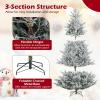 image:imageGoplus 7 FT PreLit Royal Blue Snow Flocked Christmas Tree Artificial Hinged Xmas Tree with 340 LED Lights 900 Branch Tips 3 Modes Timer Remote Metal Base Home Office Holiday DecorationSnowy