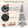 image:imageGoplus 7 FT PreLit Royal Blue Snow Flocked Christmas Tree Artificial Hinged Xmas Tree with 340 LED Lights 900 Branch Tips 3 Modes Timer Remote Metal Base Home Office Holiday DecorationSnowydrooping