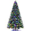 image:imageGoplus 7 FT PreLit Royal Blue Snow Flocked Christmas Tree Artificial Hinged Xmas Tree with 340 LED Lights 900 Branch Tips 3 Modes Timer Remote Metal Base Home Office Holiday DecorationGreen Pine Tree