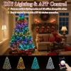 image:imageGoplus 7 FT PreLit Royal Blue Snow Flocked Christmas Tree Artificial Hinged Xmas Tree with 340 LED Lights 900 Branch Tips 3 Modes Timer Remote Metal Base Home Office Holiday DecorationMulticolored