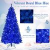 image:imageGoplus 7 FT PreLit Royal Blue Snow Flocked Christmas Tree Artificial Hinged Xmas Tree with 340 LED Lights 900 Branch Tips 3 Modes Timer Remote Metal Base Home Office Holiday DecorationRoyal Blue