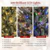 image:imageGoplus 7 FT PreLit Royal Blue Snow Flocked Christmas Tree Artificial Hinged Xmas Tree with 340 LED Lights 900 Branch Tips 3 Modes Timer Remote Metal Base Home Office Holiday DecorationMulticolored With Pine Cones