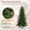 image:imageGoplus 7 FT PreLit Royal Blue Snow Flocked Christmas Tree Artificial Hinged Xmas Tree with 340 LED Lights 900 Branch Tips 3 Modes Timer Remote Metal Base Home Office Holiday DecorationMulticolored With Mixed Tips