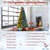 image:imageGoplus 7 FT PreLit Royal Blue Snow Flocked Christmas Tree Artificial Hinged Xmas Tree with 340 LED Lights 900 Branch Tips 3 Modes Timer Remote Metal Base Home Office Holiday DecorationGreen Pine Tree