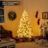 image:imageGoplus 7 FT PreLit Royal Blue Snow Flocked Christmas Tree Artificial Hinged Xmas Tree with 340 LED Lights 900 Branch Tips 3 Modes Timer Remote Metal Base Home Office Holiday DecorationWhite and Blue
