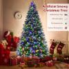 image:imageGoplus 7 FT PreLit Royal Blue Snow Flocked Christmas Tree Artificial Hinged Xmas Tree with 340 LED Lights 900 Branch Tips 3 Modes Timer Remote Metal Base Home Office Holiday DecorationGreen Pine Tree