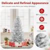 image:imageGoplus 7 FT PreLit Royal Blue Snow Flocked Christmas Tree Artificial Hinged Xmas Tree with 340 LED Lights 900 Branch Tips 3 Modes Timer Remote Metal Base Home Office Holiday DecorationWhite