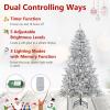 image:imageGoplus 7 FT PreLit Royal Blue Snow Flocked Christmas Tree Artificial Hinged Xmas Tree with 340 LED Lights 900 Branch Tips 3 Modes Timer Remote Metal Base Home Office Holiday DecorationWhite