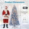 image:imageGoplus 7 FT PreLit Royal Blue Snow Flocked Christmas Tree Artificial Hinged Xmas Tree with 340 LED Lights 900 Branch Tips 3 Modes Timer Remote Metal Base Home Office Holiday DecorationBlue