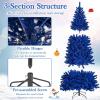 image:imageGoplus 7 FT PreLit Royal Blue Snow Flocked Christmas Tree Artificial Hinged Xmas Tree with 340 LED Lights 900 Branch Tips 3 Modes Timer Remote Metal Base Home Office Holiday DecorationRoyal Blue