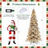image:imageGoplus 7 FT PreLit Royal Blue Snow Flocked Christmas Tree Artificial Hinged Xmas Tree with 340 LED Lights 900 Branch Tips 3 Modes Timer Remote Metal Base Home Office Holiday DecorationSnowydrooping