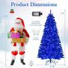 image:imageGoplus 7 FT PreLit Royal Blue Snow Flocked Christmas Tree Artificial Hinged Xmas Tree with 340 LED Lights 900 Branch Tips 3 Modes Timer Remote Metal Base Home Office Holiday DecorationRoyal Blue