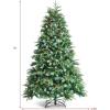 image:imageGoplus 7 FT PreLit Royal Blue Snow Flocked Christmas Tree Artificial Hinged Xmas Tree with 340 LED Lights 900 Branch Tips 3 Modes Timer Remote Metal Base Home Office Holiday DecorationGreen Pine Tree