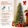 image:imageGoplus 7 FT PreLit Royal Blue Snow Flocked Christmas Tree Artificial Hinged Xmas Tree with 340 LED Lights 900 Branch Tips 3 Modes Timer Remote Metal Base Home Office Holiday DecorationMulticolored With Mixed Tips
