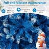 image:imageGoplus 7 FT PreLit Royal Blue Snow Flocked Christmas Tree Artificial Hinged Xmas Tree with 340 LED Lights 900 Branch Tips 3 Modes Timer Remote Metal Base Home Office Holiday DecorationBlue