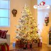 image:imageGoplus 7 FT PreLit Royal Blue Snow Flocked Christmas Tree Artificial Hinged Xmas Tree with 340 LED Lights 900 Branch Tips 3 Modes Timer Remote Metal Base Home Office Holiday DecorationSnowy