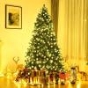 image:imageGoplus 7 FT PreLit Royal Blue Snow Flocked Christmas Tree Artificial Hinged Xmas Tree with 340 LED Lights 900 Branch Tips 3 Modes Timer Remote Metal Base Home Office Holiday DecorationGreen