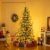 image:imageGoplus 7 FT PreLit Royal Blue Snow Flocked Christmas Tree Artificial Hinged Xmas Tree with 340 LED Lights 900 Branch Tips 3 Modes Timer Remote Metal Base Home Office Holiday DecorationMulticolored With Mixed Tips
