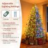 image:imageGoplus 7 FT PreLit Royal Blue Snow Flocked Christmas Tree Artificial Hinged Xmas Tree with 340 LED Lights 900 Branch Tips 3 Modes Timer Remote Metal Base Home Office Holiday DecorationMulticolored With Pine Cones