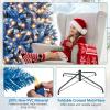 image:imageGoplus 7 FT PreLit Royal Blue Snow Flocked Christmas Tree Artificial Hinged Xmas Tree with 340 LED Lights 900 Branch Tips 3 Modes Timer Remote Metal Base Home Office Holiday DecorationBlue