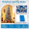 image:imageGoplus 7 FT PreLit Royal Blue Snow Flocked Christmas Tree Artificial Hinged Xmas Tree with 340 LED Lights 900 Branch Tips 3 Modes Timer Remote Metal Base Home Office Holiday DecorationBlue