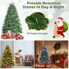 image:imageGoplus 7 FT PreLit Royal Blue Snow Flocked Christmas Tree Artificial Hinged Xmas Tree with 340 LED Lights 900 Branch Tips 3 Modes Timer Remote Metal Base Home Office Holiday DecorationGreen Pine Tree
