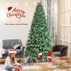 image:imageGoplus 7 FT PreLit Royal Blue Snow Flocked Christmas Tree Artificial Hinged Xmas Tree with 340 LED Lights 900 Branch Tips 3 Modes Timer Remote Metal Base Home Office Holiday DecorationGreen Pine Tree
