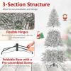 image:imageGoplus 7 FT PreLit Royal Blue Snow Flocked Christmas Tree Artificial Hinged Xmas Tree with 340 LED Lights 900 Branch Tips 3 Modes Timer Remote Metal Base Home Office Holiday DecorationWhite