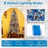 image:imageGoplus 7 FT PreLit Royal Blue Snow Flocked Christmas Tree Artificial Hinged Xmas Tree with 340 LED Lights 900 Branch Tips 3 Modes Timer Remote Metal Base Home Office Holiday DecorationBlue