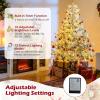 image:imageGoplus 7 FT PreLit Royal Blue Snow Flocked Christmas Tree Artificial Hinged Xmas Tree with 340 LED Lights 900 Branch Tips 3 Modes Timer Remote Metal Base Home Office Holiday DecorationSnowy