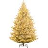 image:imageGoplus 7 FT PreLit Royal Blue Snow Flocked Christmas Tree Artificial Hinged Xmas Tree with 340 LED Lights 900 Branch Tips 3 Modes Timer Remote Metal Base Home Office Holiday DecorationSnowy