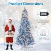 image:imageGoplus 7 FT PreLit Royal Blue Snow Flocked Christmas Tree Artificial Hinged Xmas Tree with 340 LED Lights 900 Branch Tips 3 Modes Timer Remote Metal Base Home Office Holiday DecorationBlue