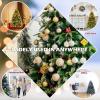 image:imageGoplus 7 FT PreLit Royal Blue Snow Flocked Christmas Tree Artificial Hinged Xmas Tree with 340 LED Lights 900 Branch Tips 3 Modes Timer Remote Metal Base Home Office Holiday DecorationGreen Pine Tree