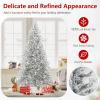 image:imageGoplus 7 FT PreLit Royal Blue Snow Flocked Christmas Tree Artificial Hinged Xmas Tree with 340 LED Lights 900 Branch Tips 3 Modes Timer Remote Metal Base Home Office Holiday DecorationWhite
