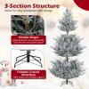 image:imageGoplus 7 FT PreLit Royal Blue Snow Flocked Christmas Tree Artificial Hinged Xmas Tree with 340 LED Lights 900 Branch Tips 3 Modes Timer Remote Metal Base Home Office Holiday DecorationSnowy