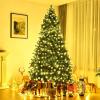 image:imageGoplus 7 FT PreLit Royal Blue Snow Flocked Christmas Tree Artificial Hinged Xmas Tree with 340 LED Lights 900 Branch Tips 3 Modes Timer Remote Metal Base Home Office Holiday DecorationGreen