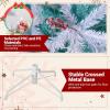 image:imageGoplus 7 FT PreLit Royal Blue Snow Flocked Christmas Tree Artificial Hinged Xmas Tree with 340 LED Lights 900 Branch Tips 3 Modes Timer Remote Metal Base Home Office Holiday DecorationWhite and Blue
