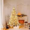 image:imageGoplus 7 FT PreLit Royal Blue Snow Flocked Christmas Tree Artificial Hinged Xmas Tree with 340 LED Lights 900 Branch Tips 3 Modes Timer Remote Metal Base Home Office Holiday DecorationWhite