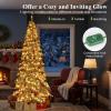 image:imageGoplus 7 FT PreLit Royal Blue Snow Flocked Christmas Tree Artificial Hinged Xmas Tree with 340 LED Lights 900 Branch Tips 3 Modes Timer Remote Metal Base Home Office Holiday DecorationSnowydrooping
