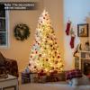 image:imageGoplus 7 FT PreLit Royal Blue Snow Flocked Christmas Tree Artificial Hinged Xmas Tree with 340 LED Lights 900 Branch Tips 3 Modes Timer Remote Metal Base Home Office Holiday DecorationWhite and Blue