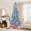image:imageGoplus 7 FT PreLit Royal Blue Snow Flocked Christmas Tree Artificial Hinged Xmas Tree with 340 LED Lights 900 Branch Tips 3 Modes Timer Remote Metal Base Home Office Holiday DecorationBlue