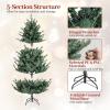 image:imageGoplus 7 FT PreLit Royal Blue Snow Flocked Christmas Tree Artificial Hinged Xmas Tree with 340 LED Lights 900 Branch Tips 3 Modes Timer Remote Metal Base Home Office Holiday DecorationMulticolored With Pine Cones