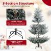 image:imageGoplus 7 FT PreLit Royal Blue Snow Flocked Christmas Tree Artificial Hinged Xmas Tree with 340 LED Lights 900 Branch Tips 3 Modes Timer Remote Metal Base Home Office Holiday DecorationSnowy