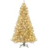 image:imageGoplus 7 FT PreLit Royal Blue Snow Flocked Christmas Tree Artificial Hinged Xmas Tree with 340 LED Lights 900 Branch Tips 3 Modes Timer Remote Metal Base Home Office Holiday DecorationWhite