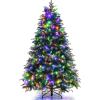 image:imageGoplus 7 FT PreLit Royal Blue Snow Flocked Christmas Tree Artificial Hinged Xmas Tree with 340 LED Lights 900 Branch Tips 3 Modes Timer Remote Metal Base Home Office Holiday DecorationGreen Pine Tree