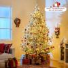 image:imageGoplus 7 FT PreLit Royal Blue Snow Flocked Christmas Tree Artificial Hinged Xmas Tree with 340 LED Lights 900 Branch Tips 3 Modes Timer Remote Metal Base Home Office Holiday DecorationSnowy